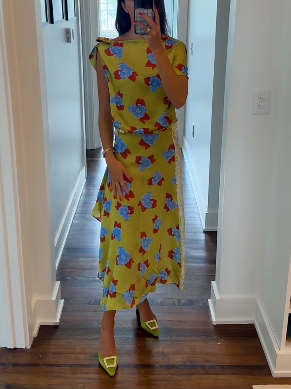 NWT Zara Studio Floral Satin Draped Midi Dress in 100% silk